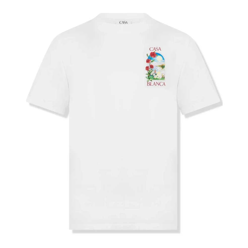 Casablanca Wit T-shirt met print ronde hals White Heren