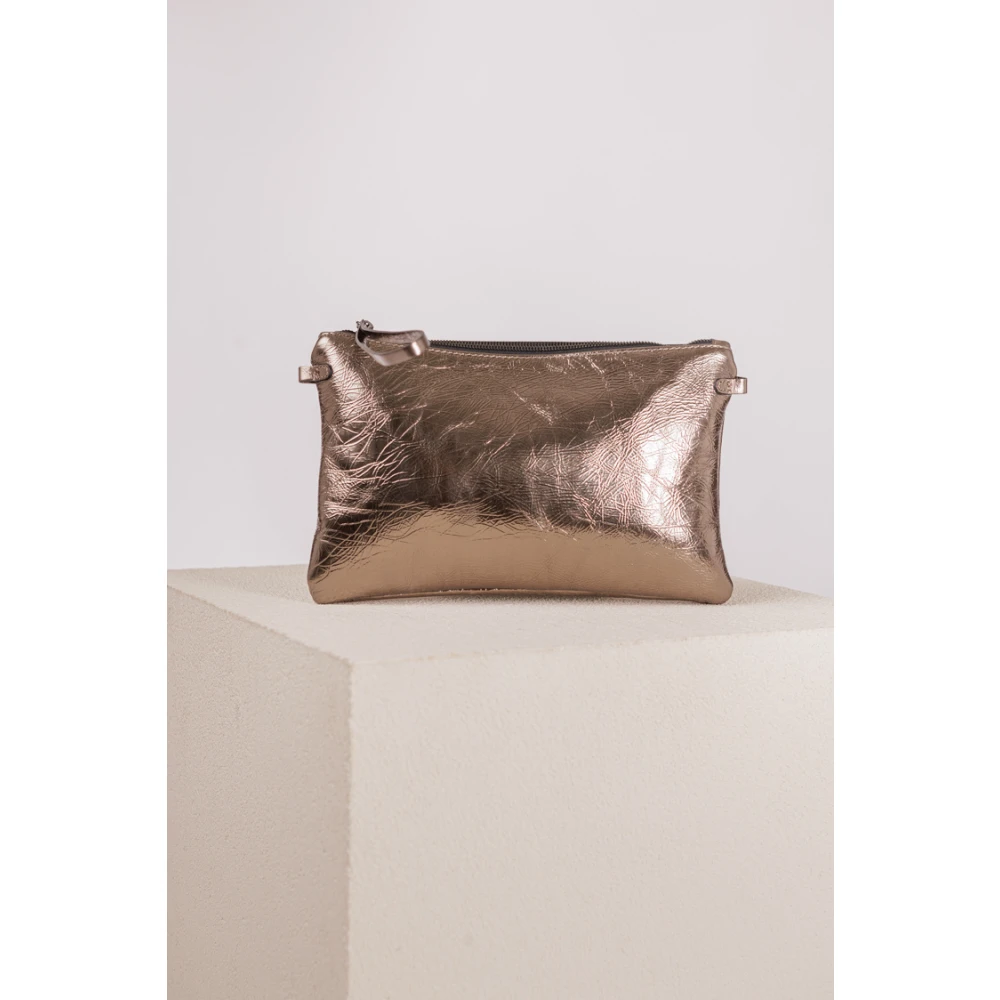 Gianni Chiarini Roze Metallic Clutch Schoudertas Brown Dames