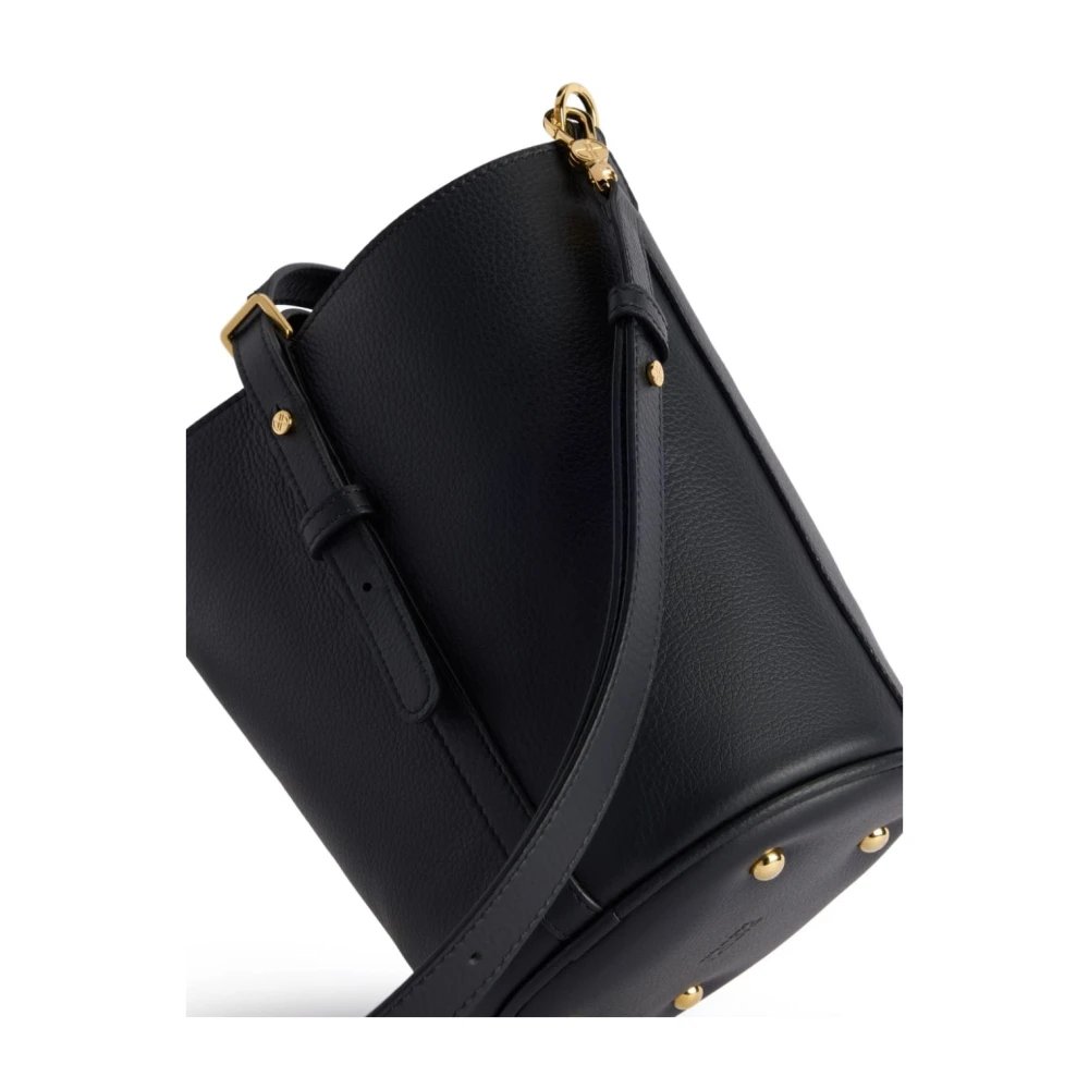 Patou Zwarte Korrelige Leren Emmer Tas Black Dames