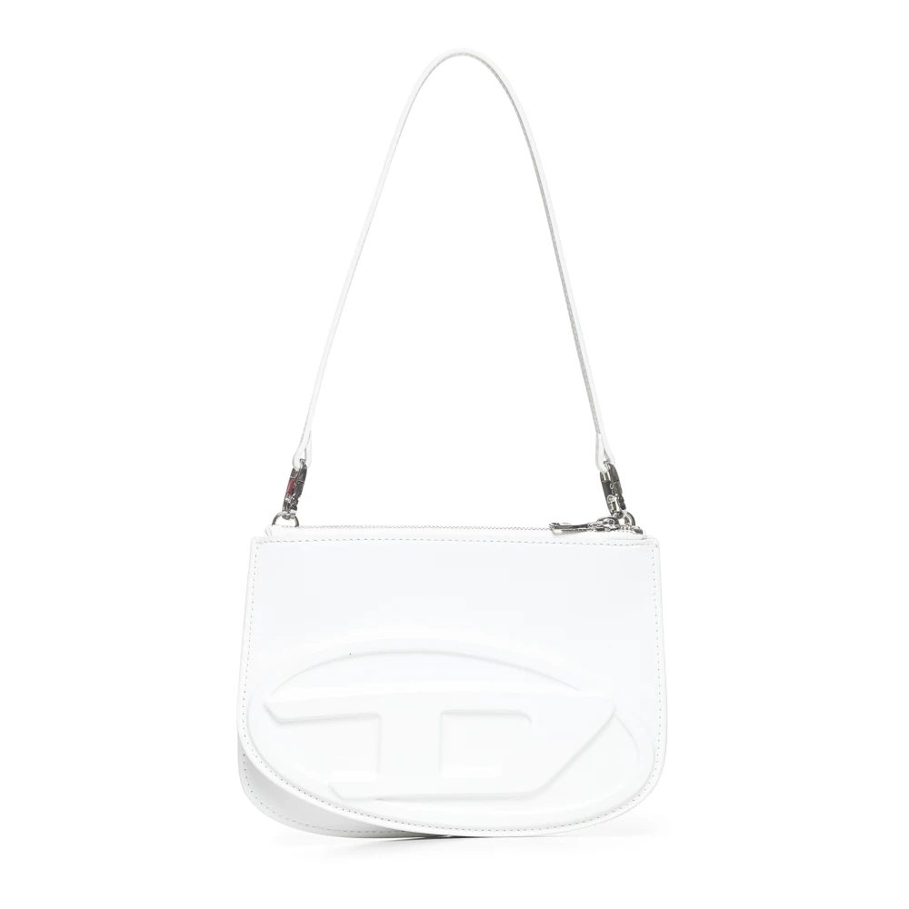 Diesel Vrouw Wit Tassen Dames, One Size, Leer, Te Leren Schoudertas Met Oval D-Logo