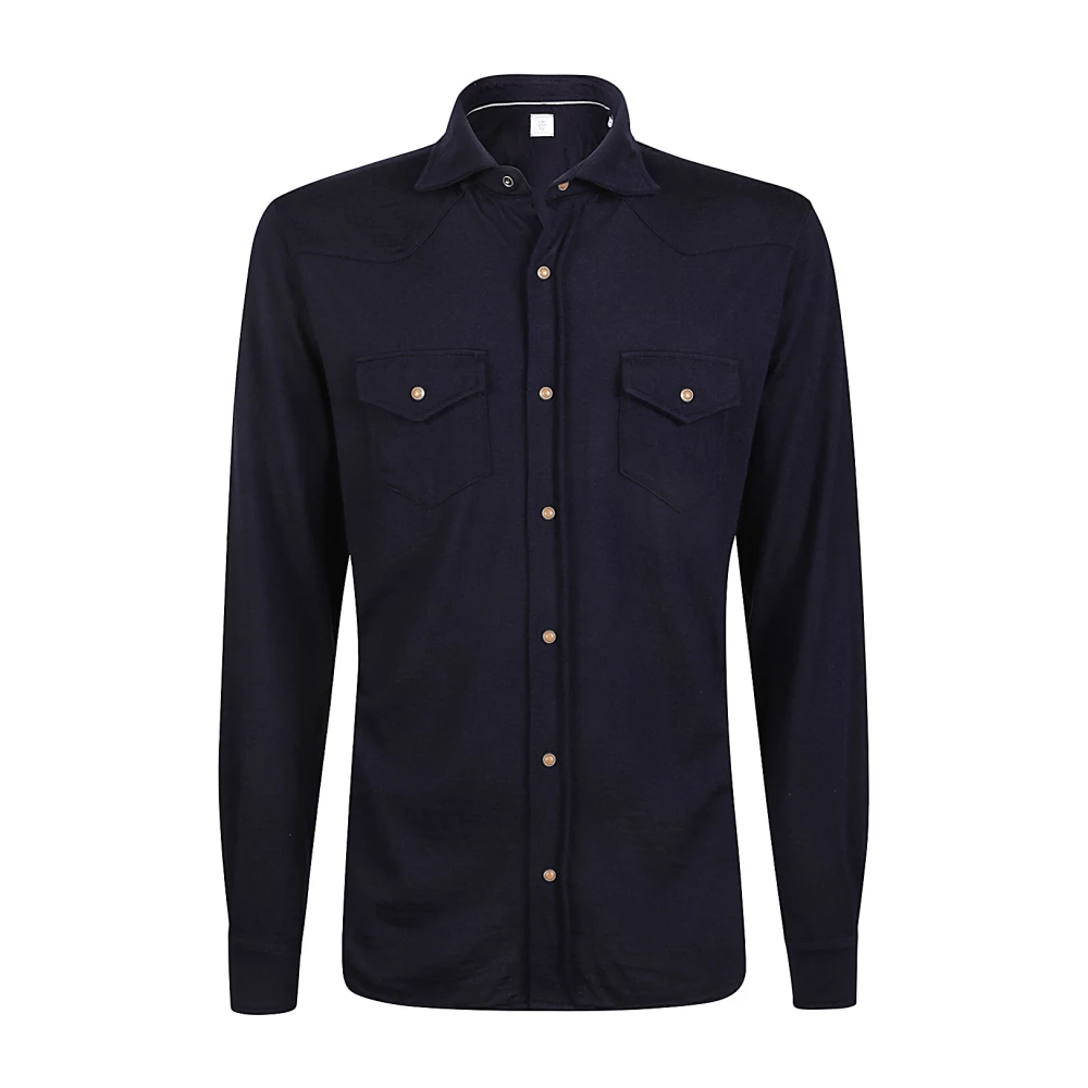 Eleventy Jersey Wol Kasjmier Shirt Texas Black Heren