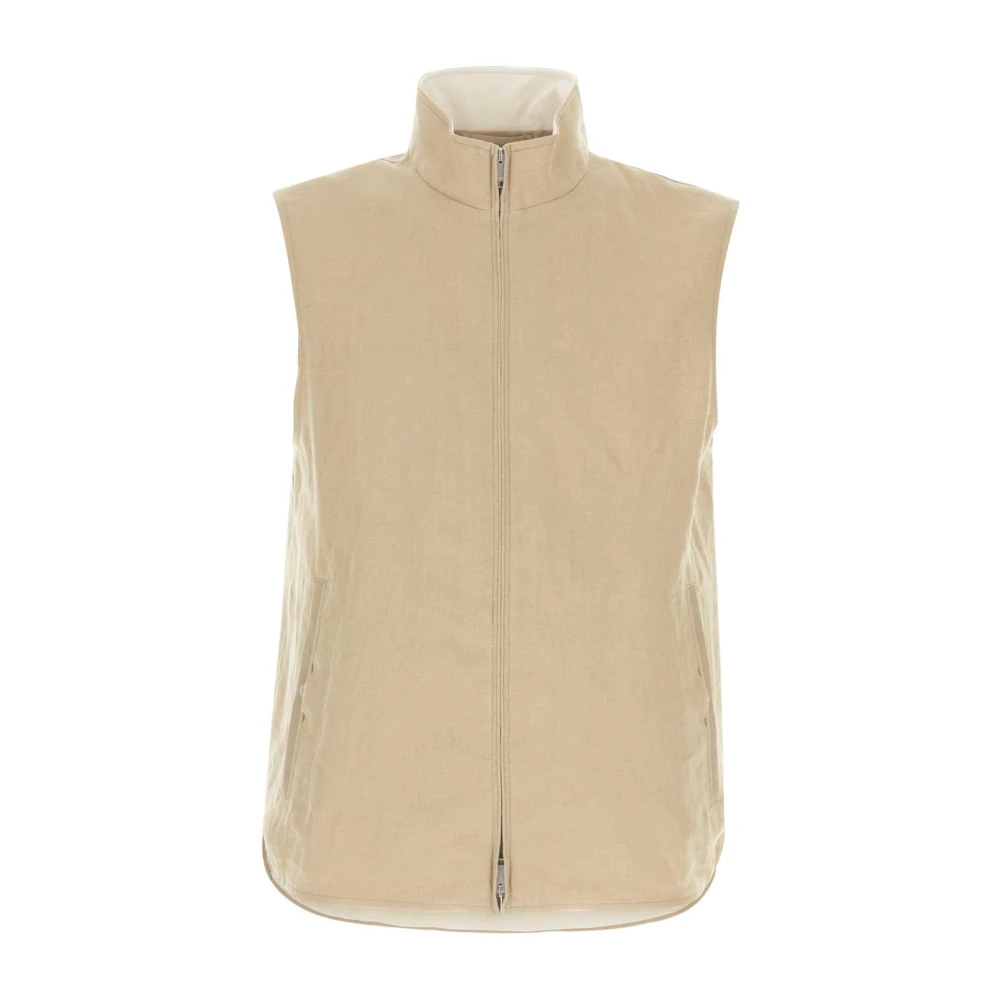 Z Zegna Linnen Gilet in Zandkleur Beige Heren