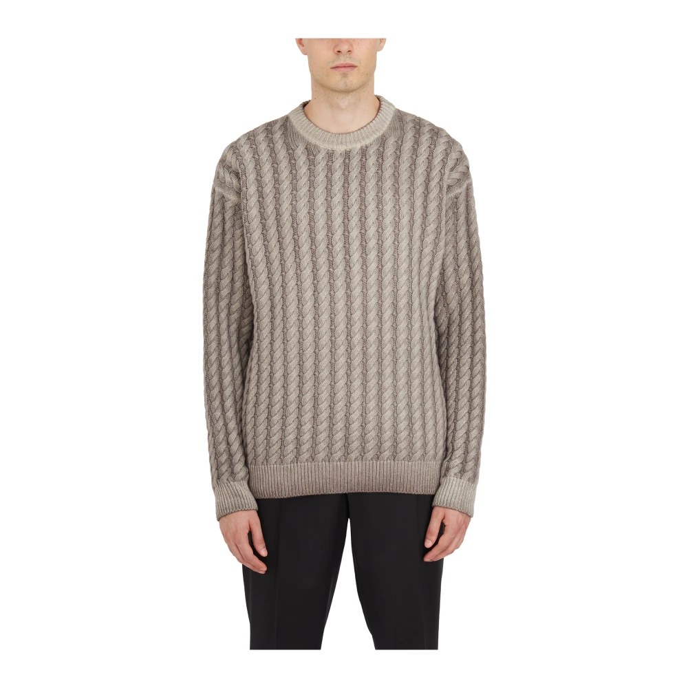 Barena Venezia Gevlochten Crew Neck Sweater Gray Heren