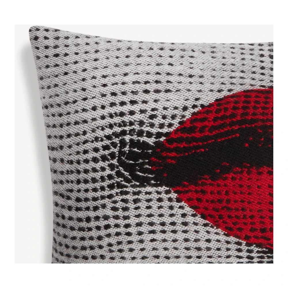 Fornasetti Rode Lippen Jacquard Wollen Kussen Black Dames