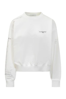 Sweatshirt i fleece med Trompe l'Œil-mönster