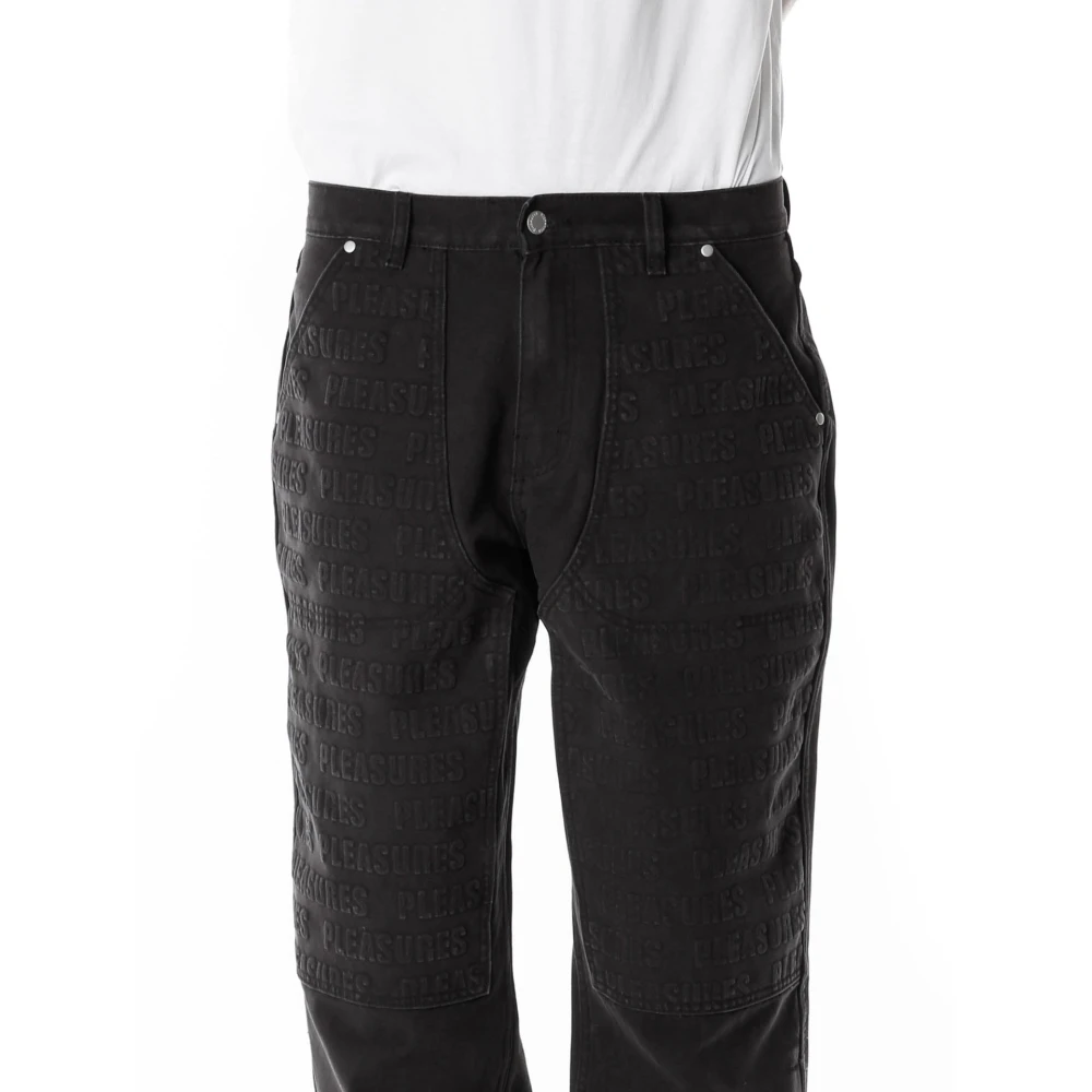 Pleasures Hoge Taille Dubbele Knie Jeans Black Heren