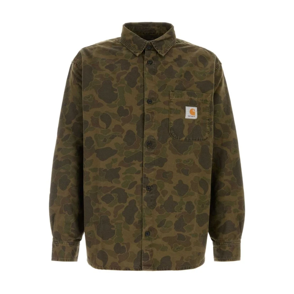 Carhartt WIP Camouflage Denim Shirt Bruin Katoen Logo Brown Heren