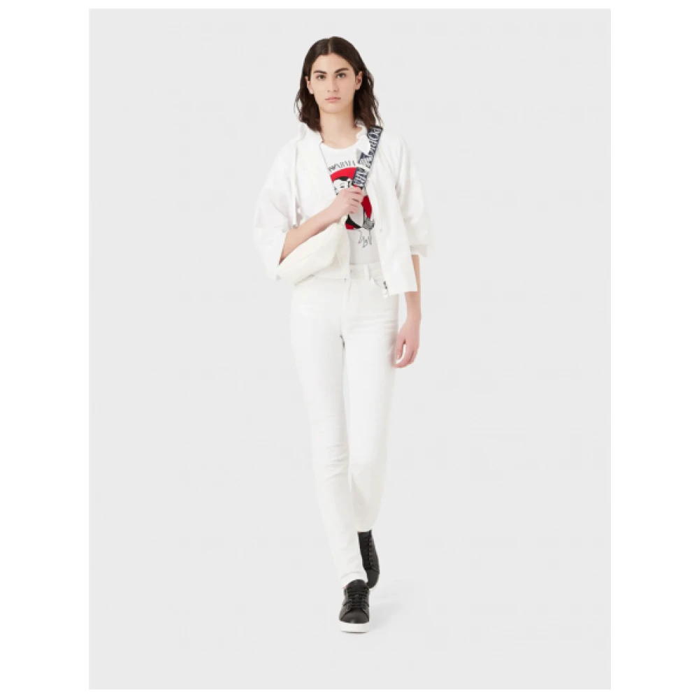 Emporio Armani Slim J18 Katoenen Jeans met Hoge Taille White Dames