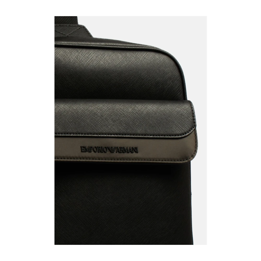 Emporio Armani Zwarte Groene Schoudertas met Rits Black Heren