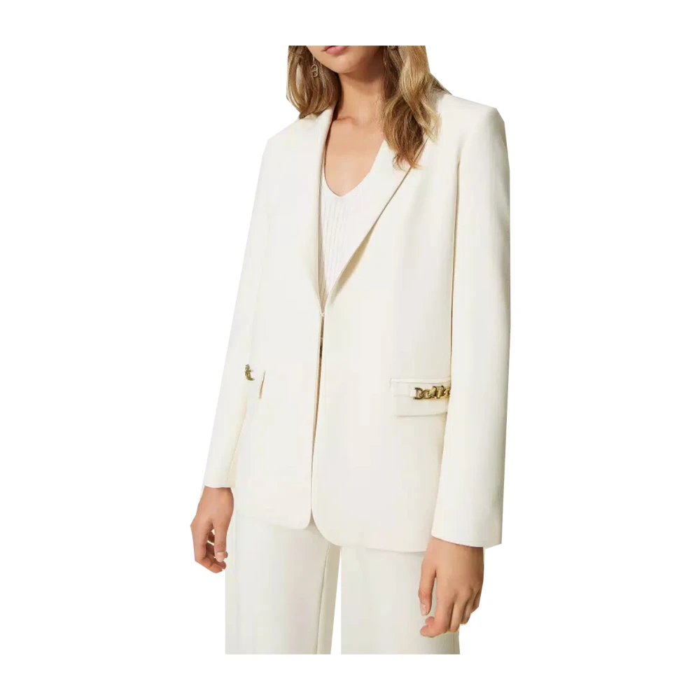 Twinset Polyester blazer met gouden kettingen White Dames