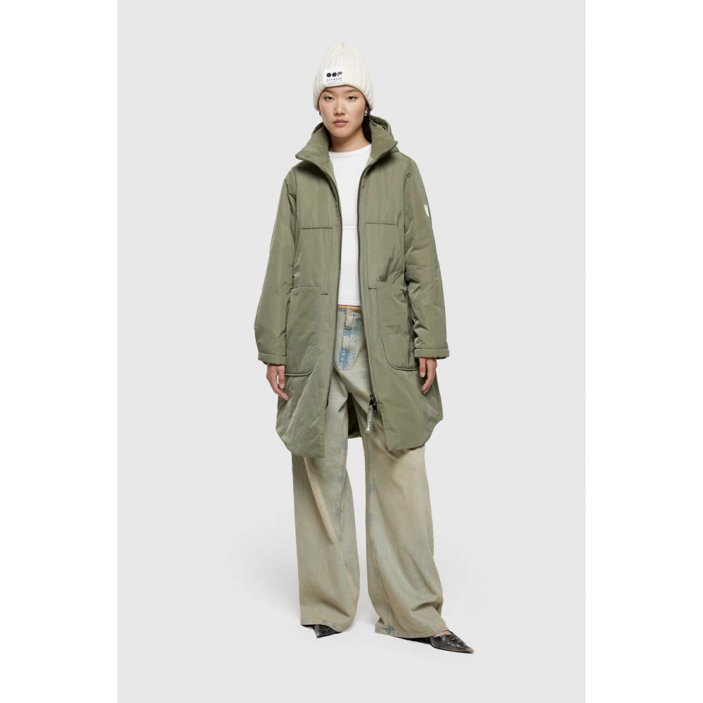 OOF Wear Lange nylon parka met capuchon Green Dames