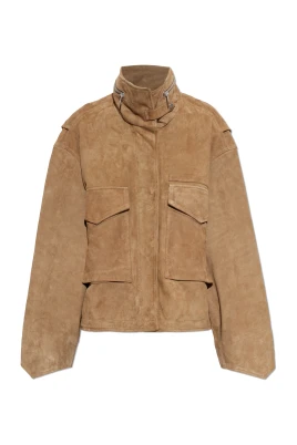 Clay Funnel Neck Suede Cropped Jacket