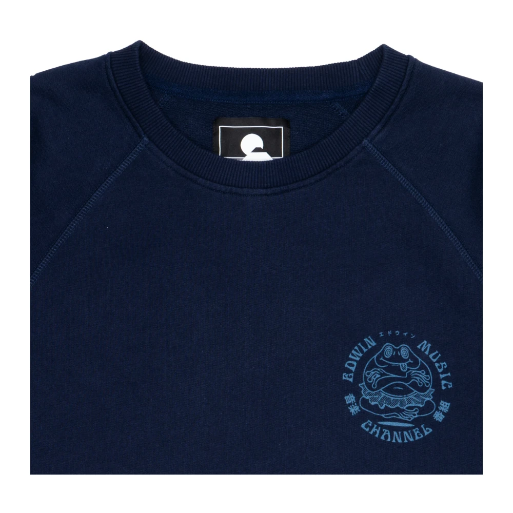 Edwin Katoenen Oversized Sweatshirt Music Channel Blue Heren