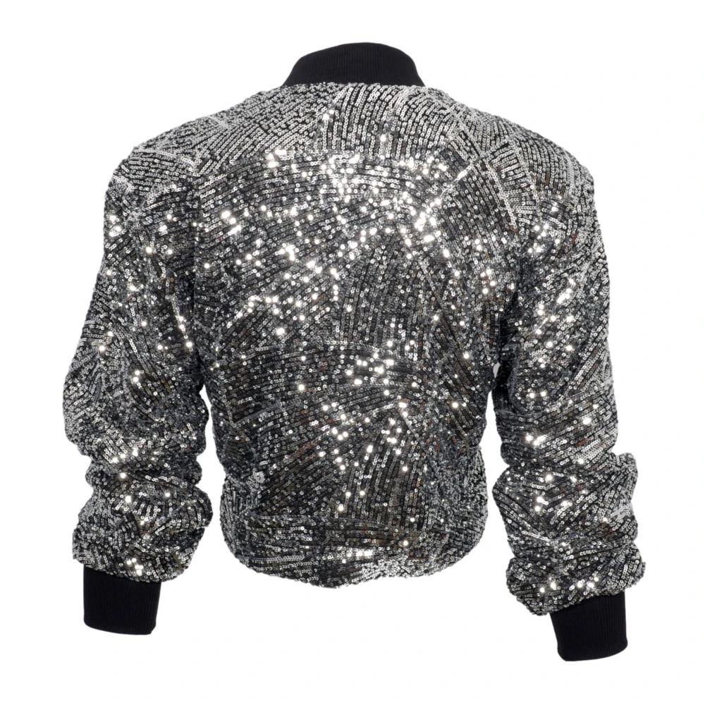 Kaos Pailletten Cropped Jas Zwart Black Dames