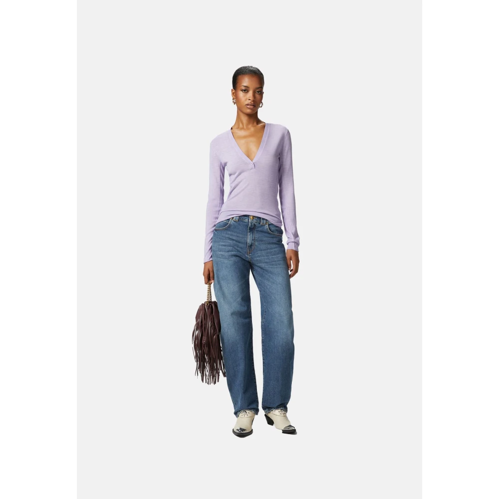 pinko Lilla Zijde Wol Trui Set Purple Dames