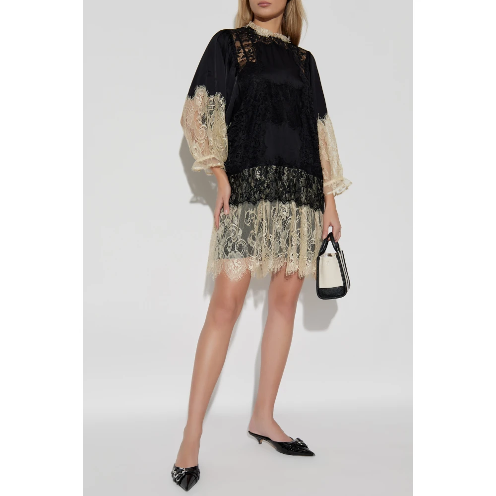 Munthe Kanten jurk Black Dames
