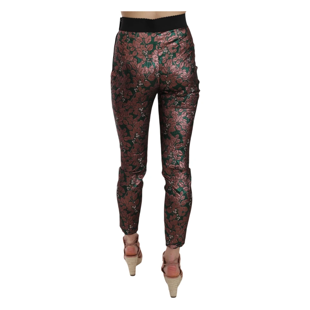 Dolce & Gabbana Women's Brown Multicolor Brocade Jacquard Trousers