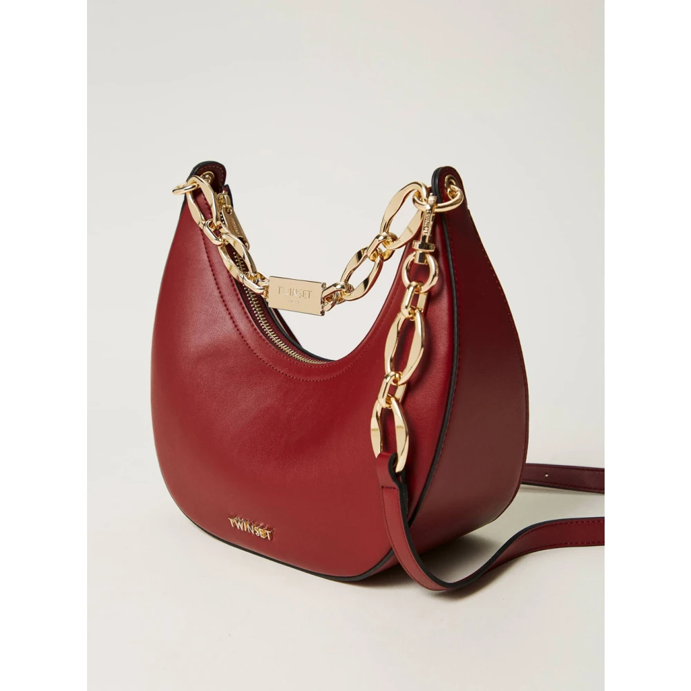 Twinset Rode Hobo Handtas met Kettinghandvat Red Dames