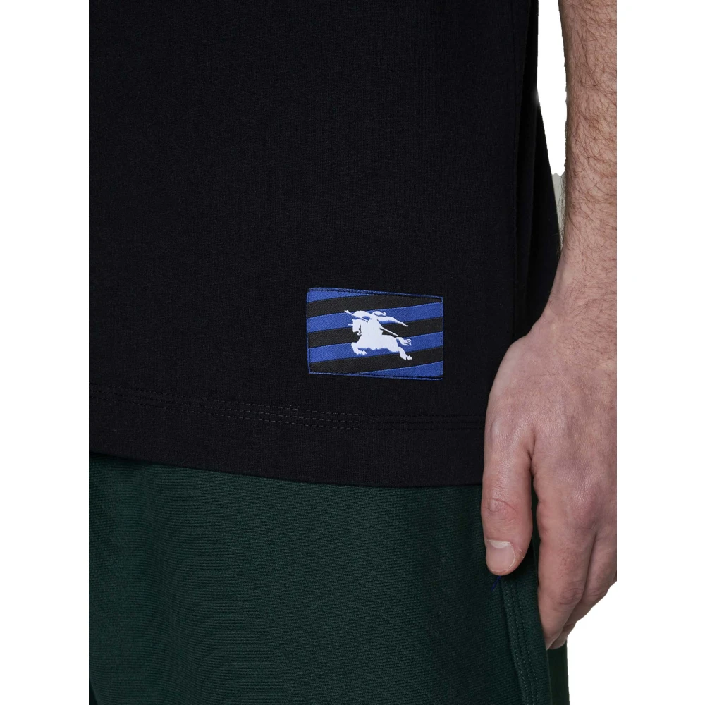 Burberry Zwarte T-shirts en Polos met Equestrian Knight motief Black Heren