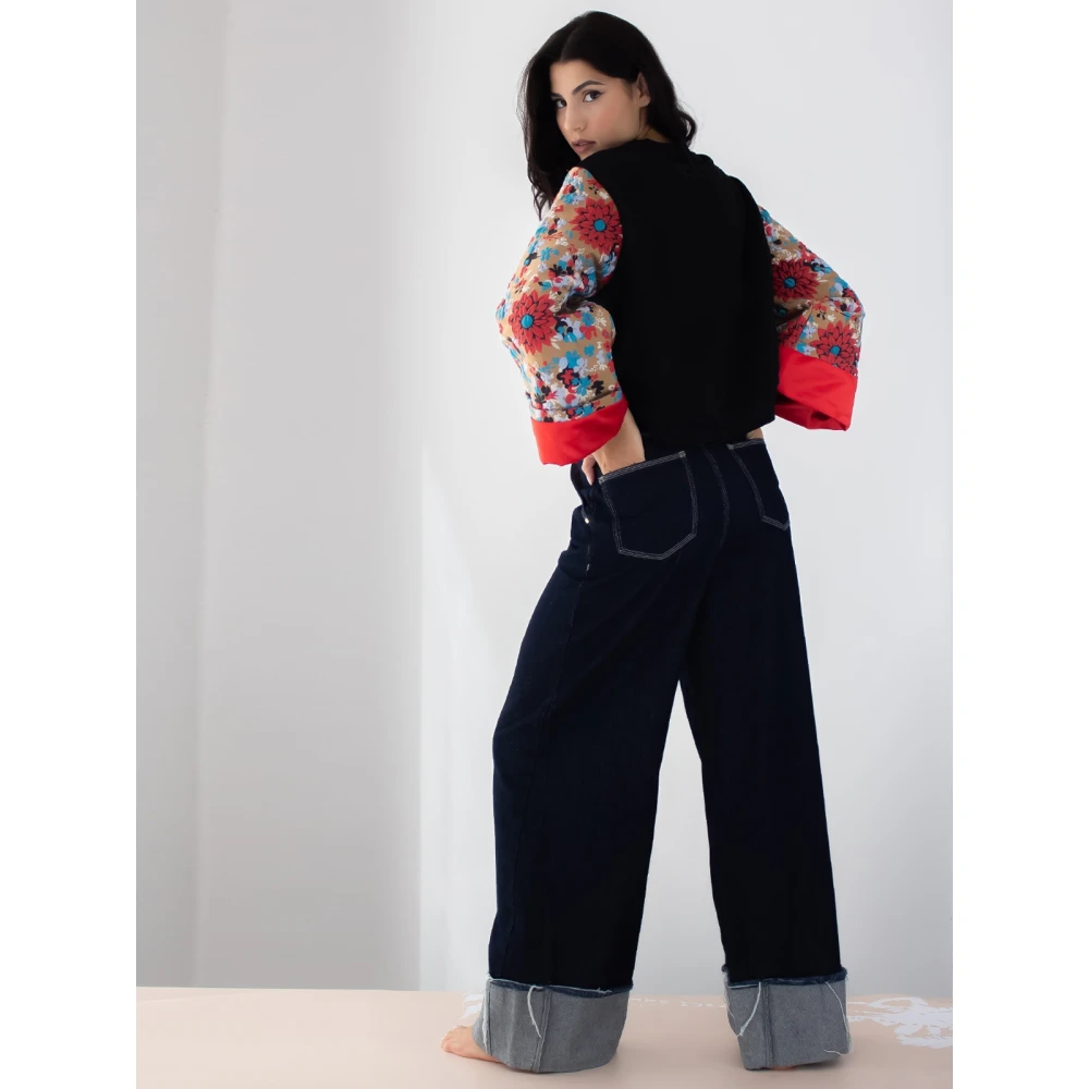 Essentiel Antwerp Blauwe Wide-Leg Jeans met Raffelrand Blue Dames