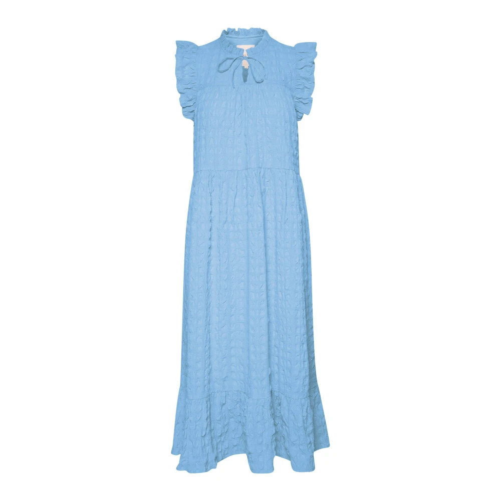 Part Two Blue Midi Dresses, Female, 2XL, Feminine Dress With Ruffle Details