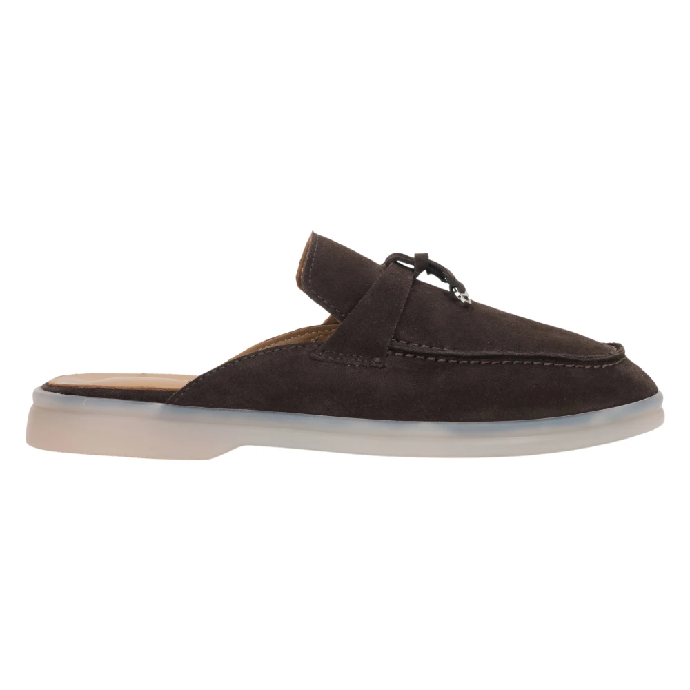 Estro Brown Italian Velour Tassel Mules - Female - Mules - 7 Uk - Shoes