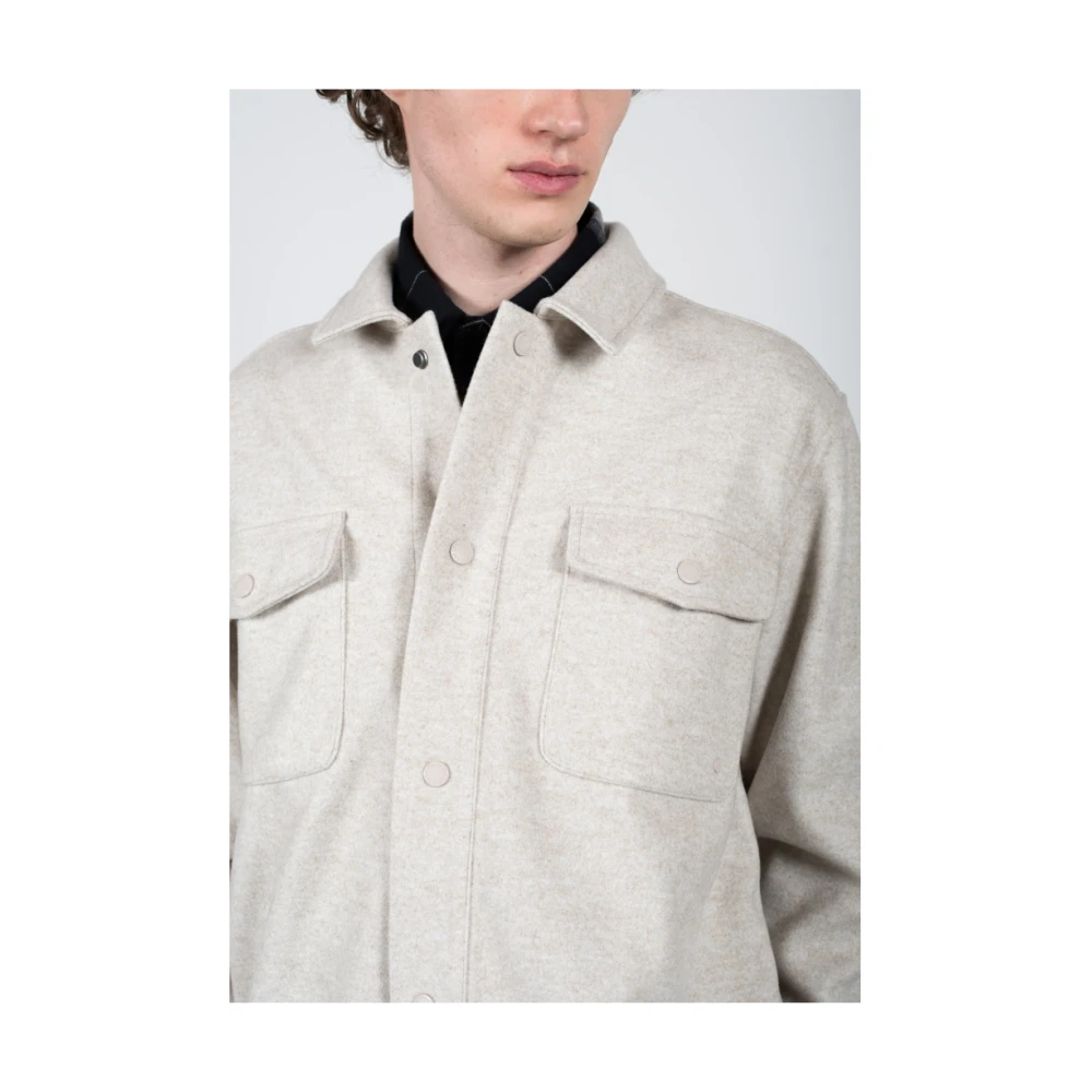 Clean Cut Flannel Bonded Overshirt Gray Heren