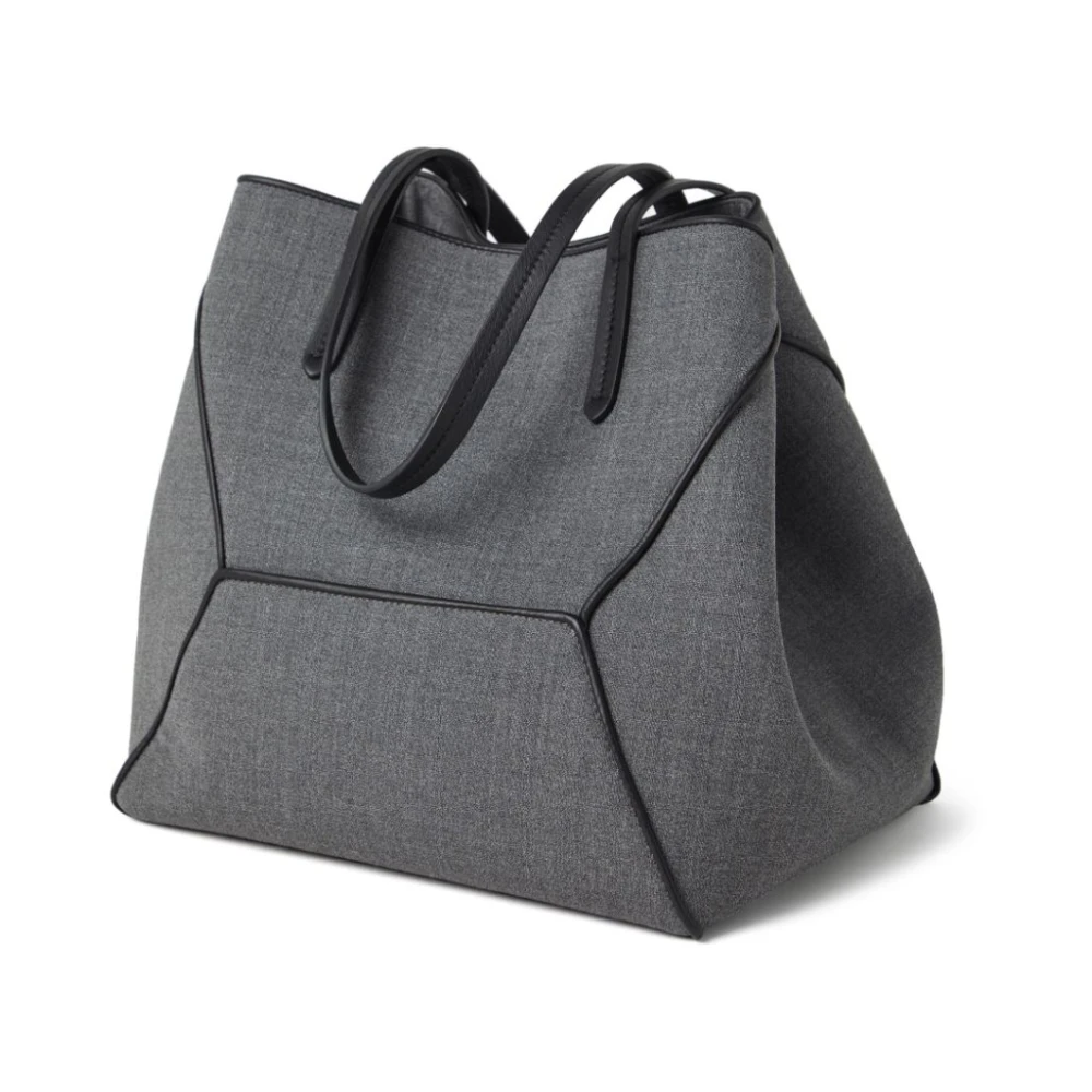 BRUNELLO CUCINELLI Grijze Wol Panelled Tote Tas Gray Dames