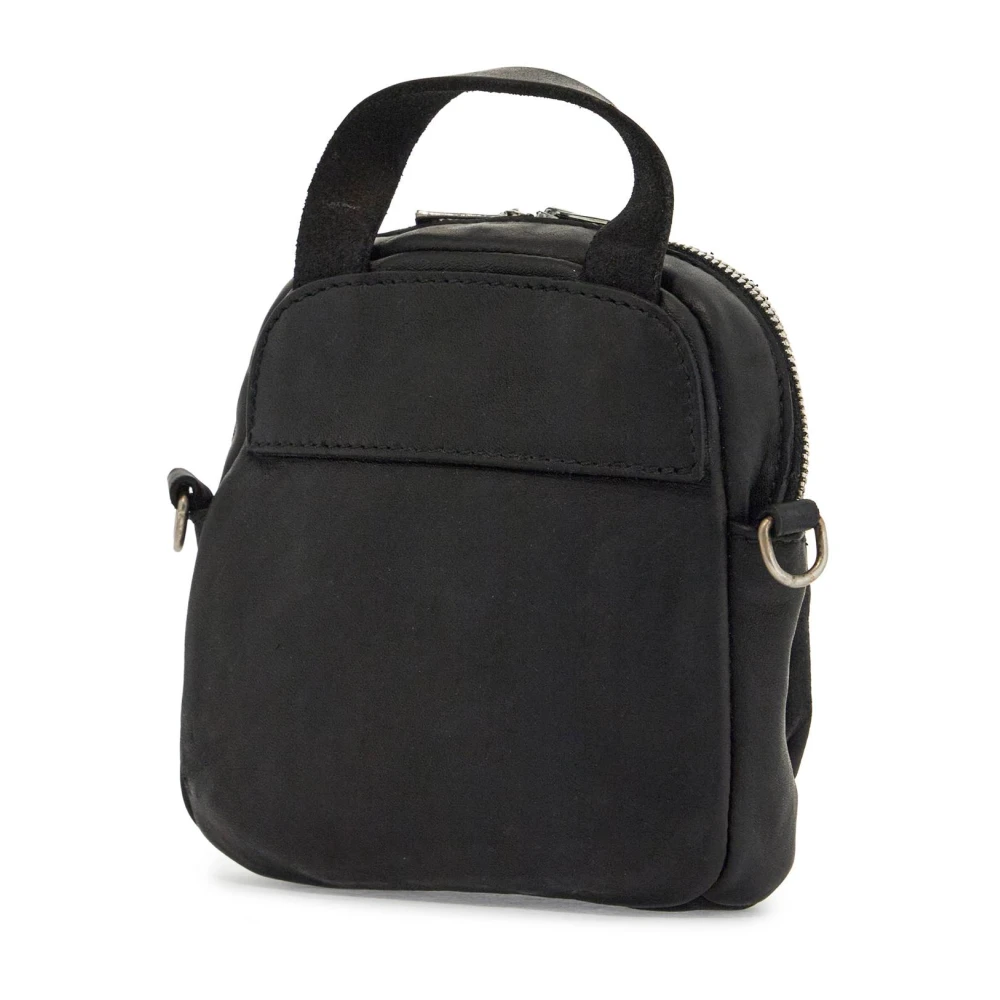Guidi Zwarte leren mini-rugzak Black Heren
