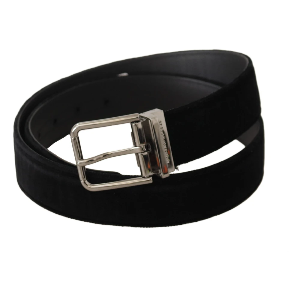 Dolce & Gabbana Luxe Velvet Leren Riem Black Heren