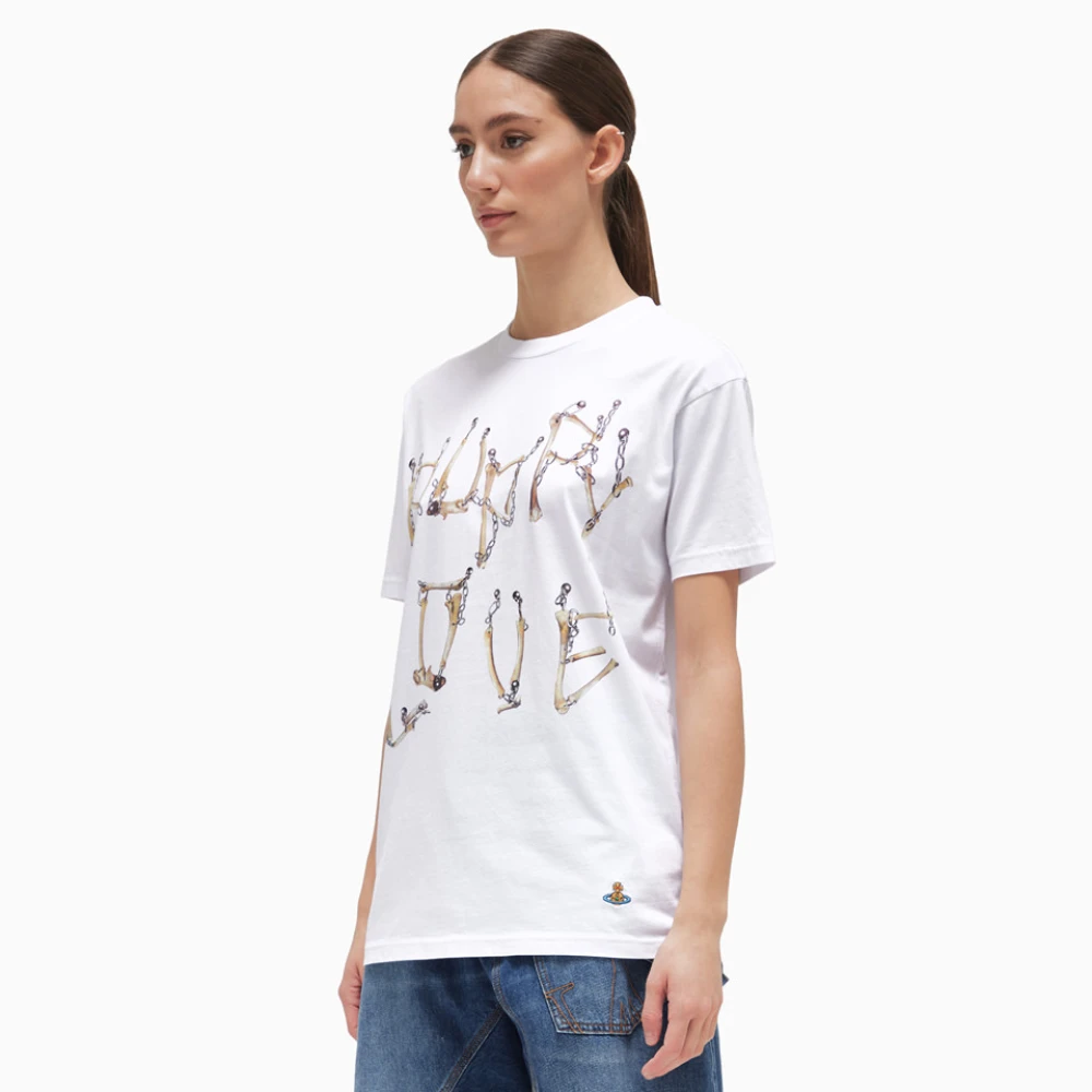 Vivienne Westwood Katoenen Crew Neck T-Shirt met Botten en Ketting Print White Dames