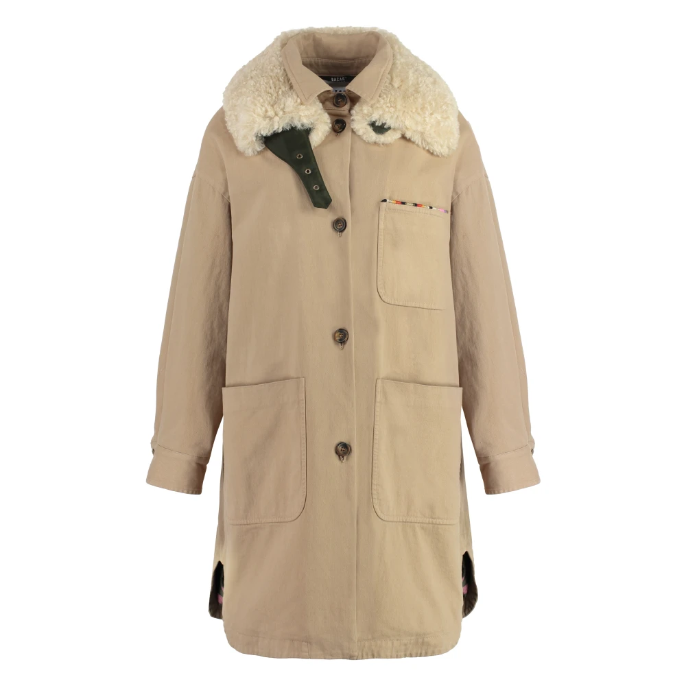 Bazar deluxe Canvas Parka met Afneembare Bontkraag Beige Dames