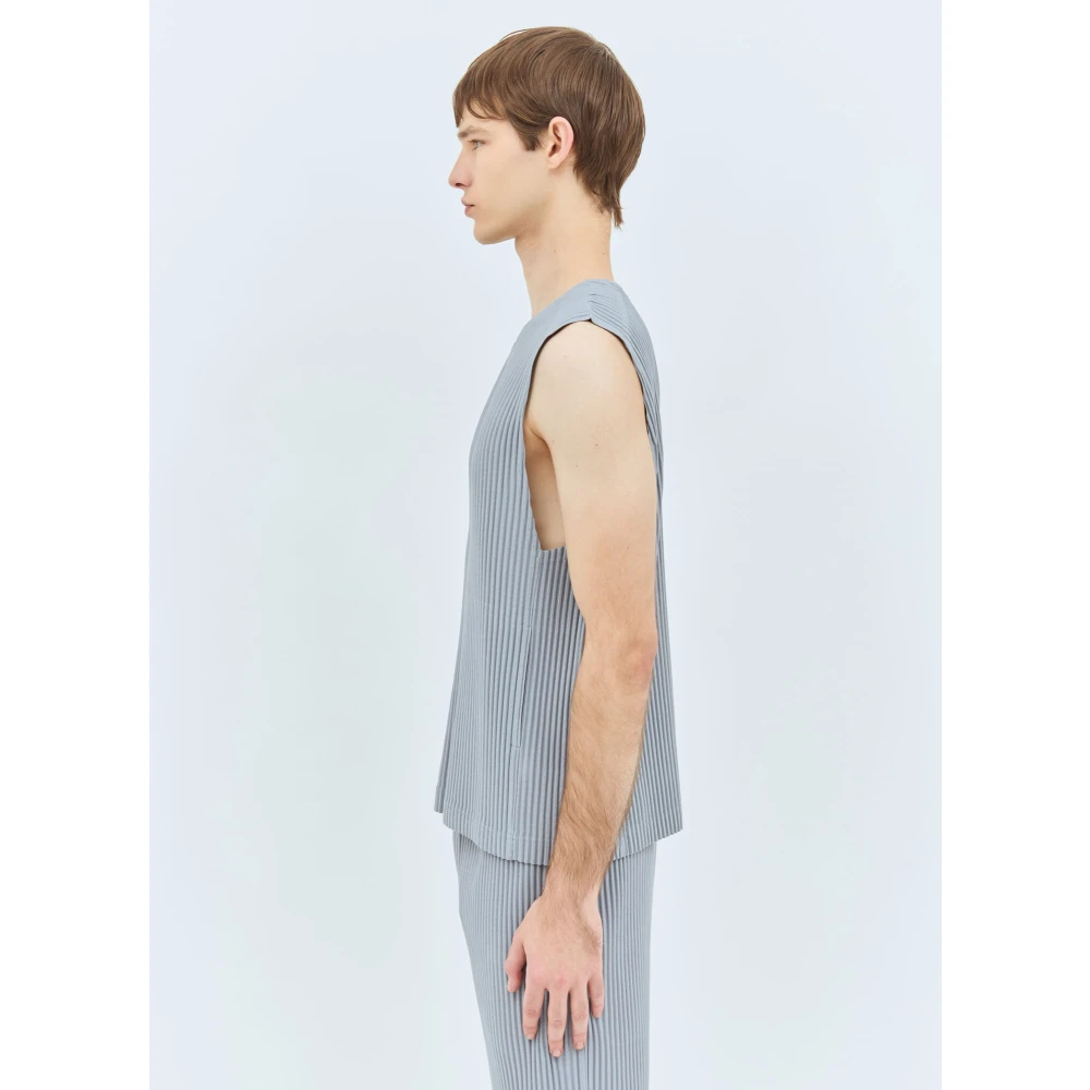 Issey Miyake Japanse Geplooide Vest met Zakken Gray Heren