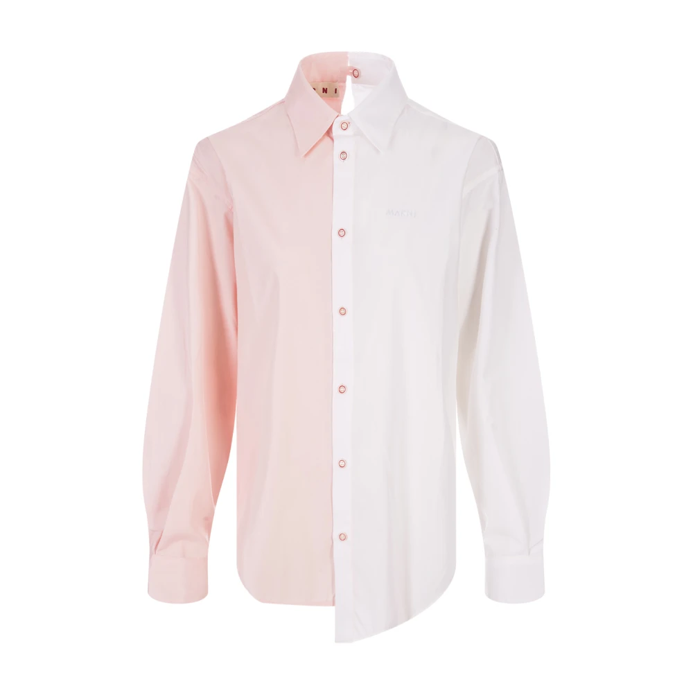 Marni Roze Twee-Tone Asymmetrische Shirt Pink Dames