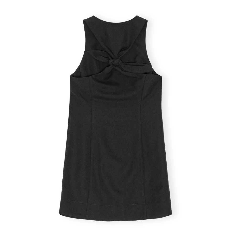Ganni Zwarte Mini Jurk met V-Hals Black Dames