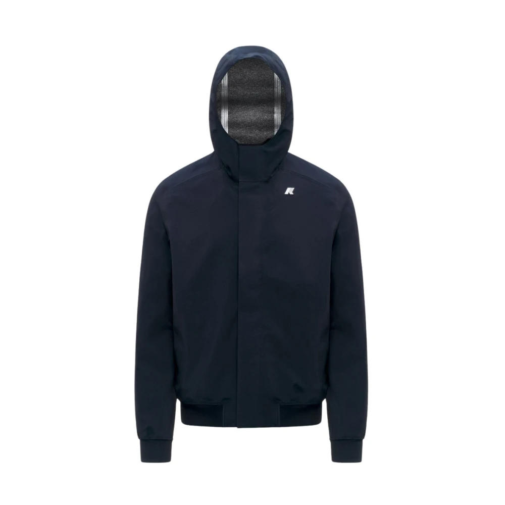 K-Way Men's Blue Rain Jackets, L, Joachim Bonded Jersey