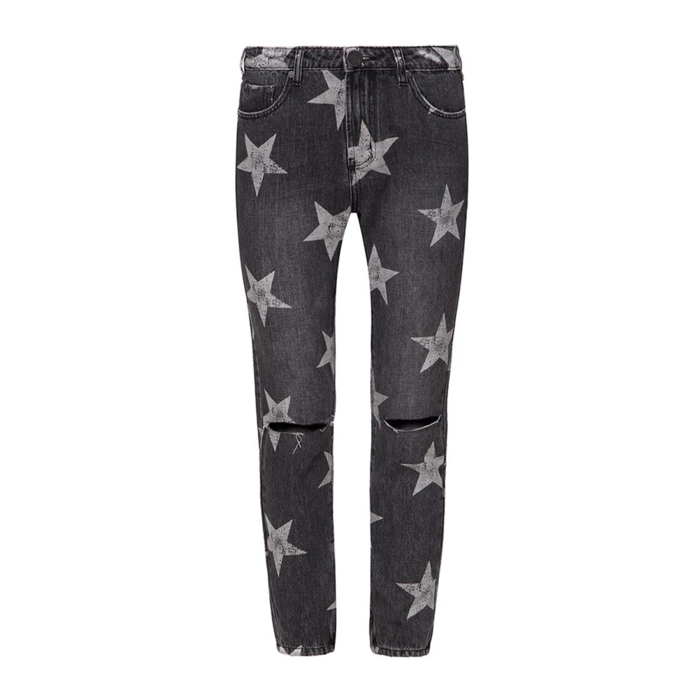 One Teaspoon Sterrenprint Boyfriend Jeans Black Dames