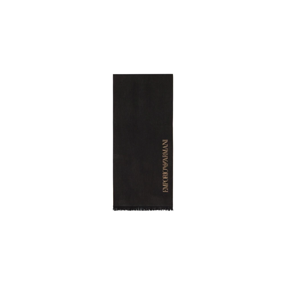 Emporio Armani Men's Brown Winter Scarves, One Size, Wool Scarf With Jacquard Logo Lettering