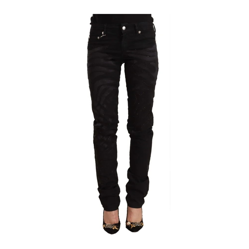 Just Cavalli Black Mid Waist Embellished Skinny Jeans Black, Dam