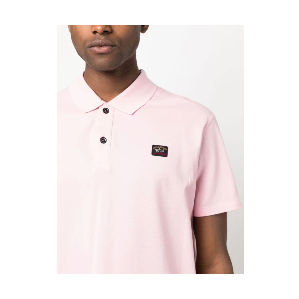 PAUL & SHARK Logo Patch Polo Shirt Pink Heren