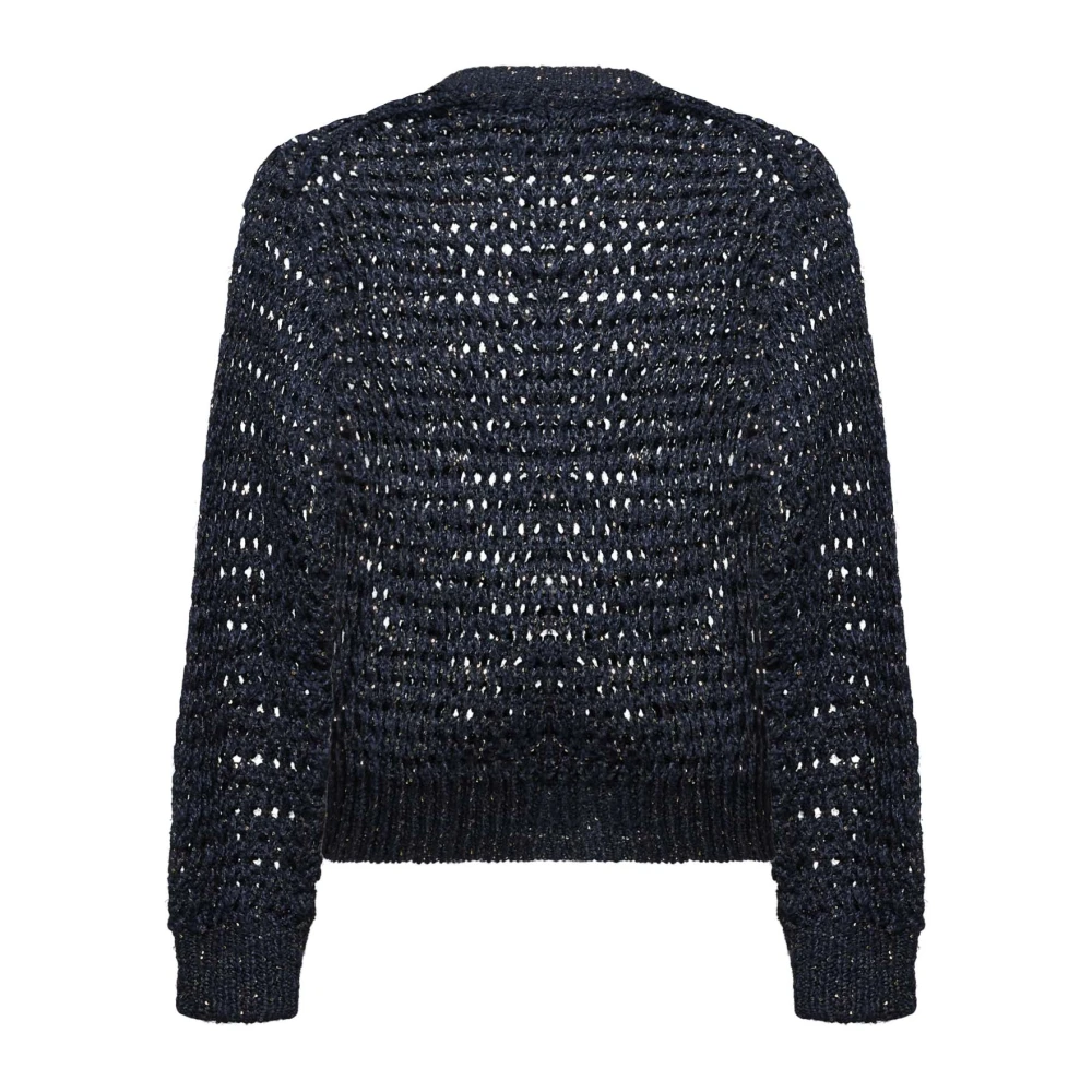 BRUNELLO CUCINELLI Blauwe Pailletten Gebreide Trui Blue Dames