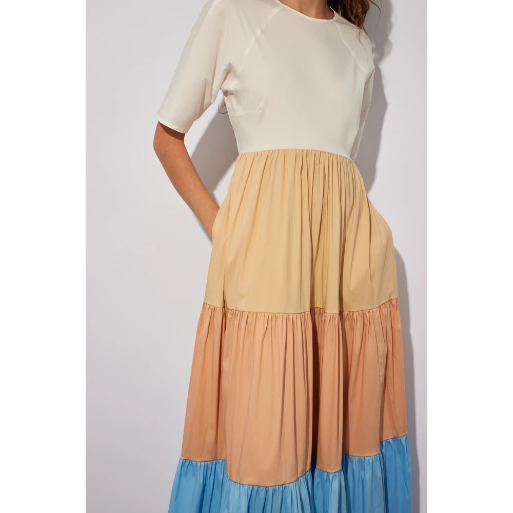 Semicouture Kleurrijke Ruche Lange Jurk Multicolor Dames