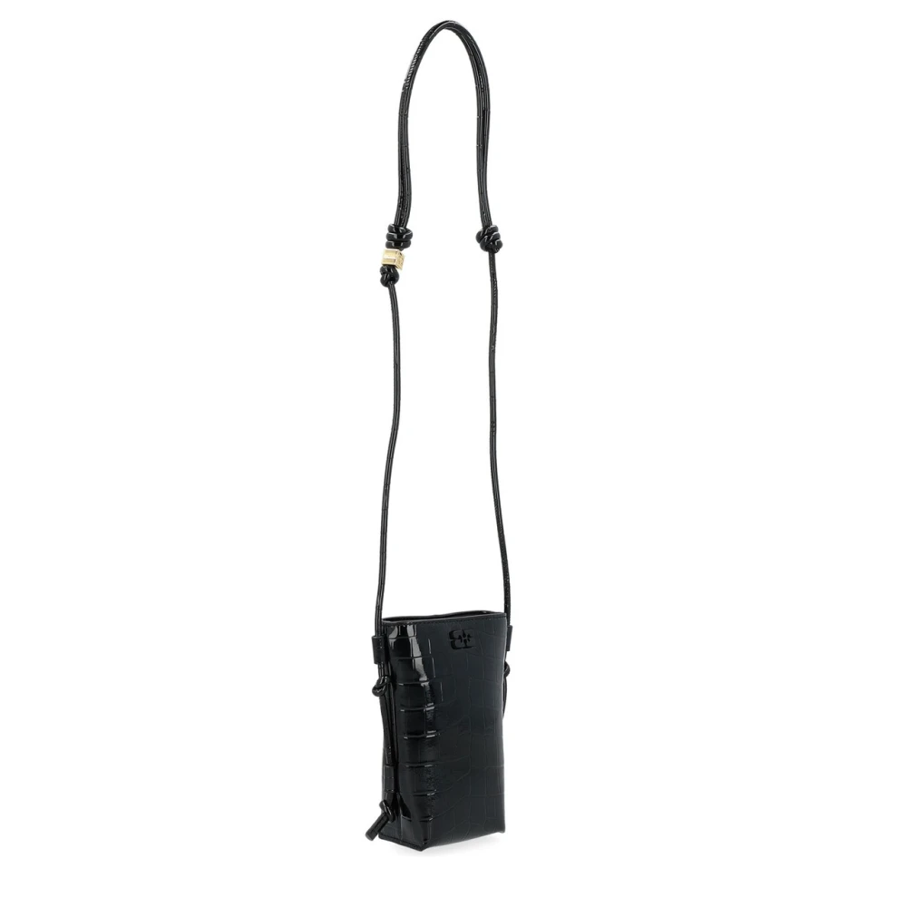 Ganni Crossbody Patent Cro Tas in Zwart Black Dames
