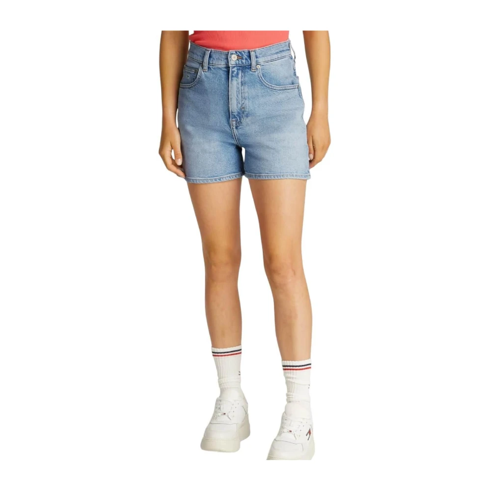 Tommy Hilfiger Women's Blue Denim Shorts, W26, High-Waisted Mom Fit Denim Shorts