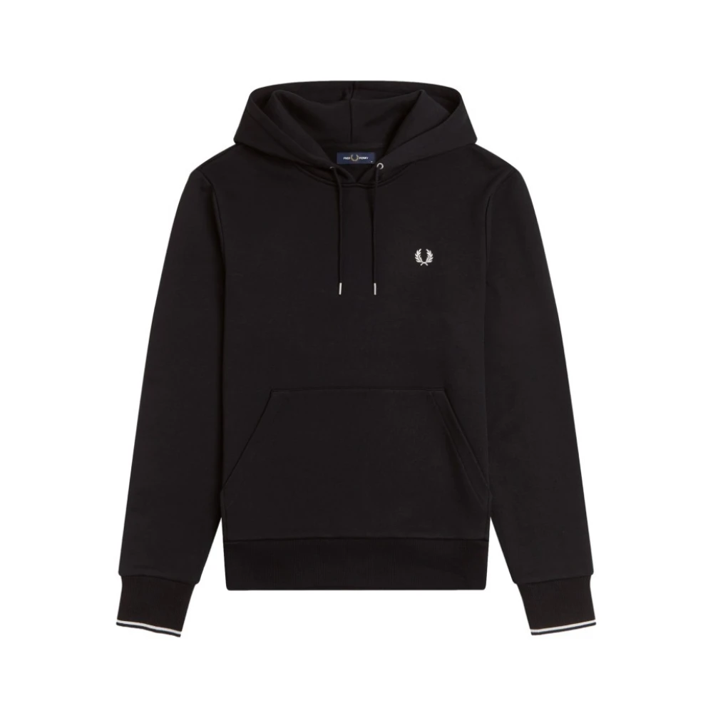 Fred Perry Svart Tipped Hoodie Black, Herr