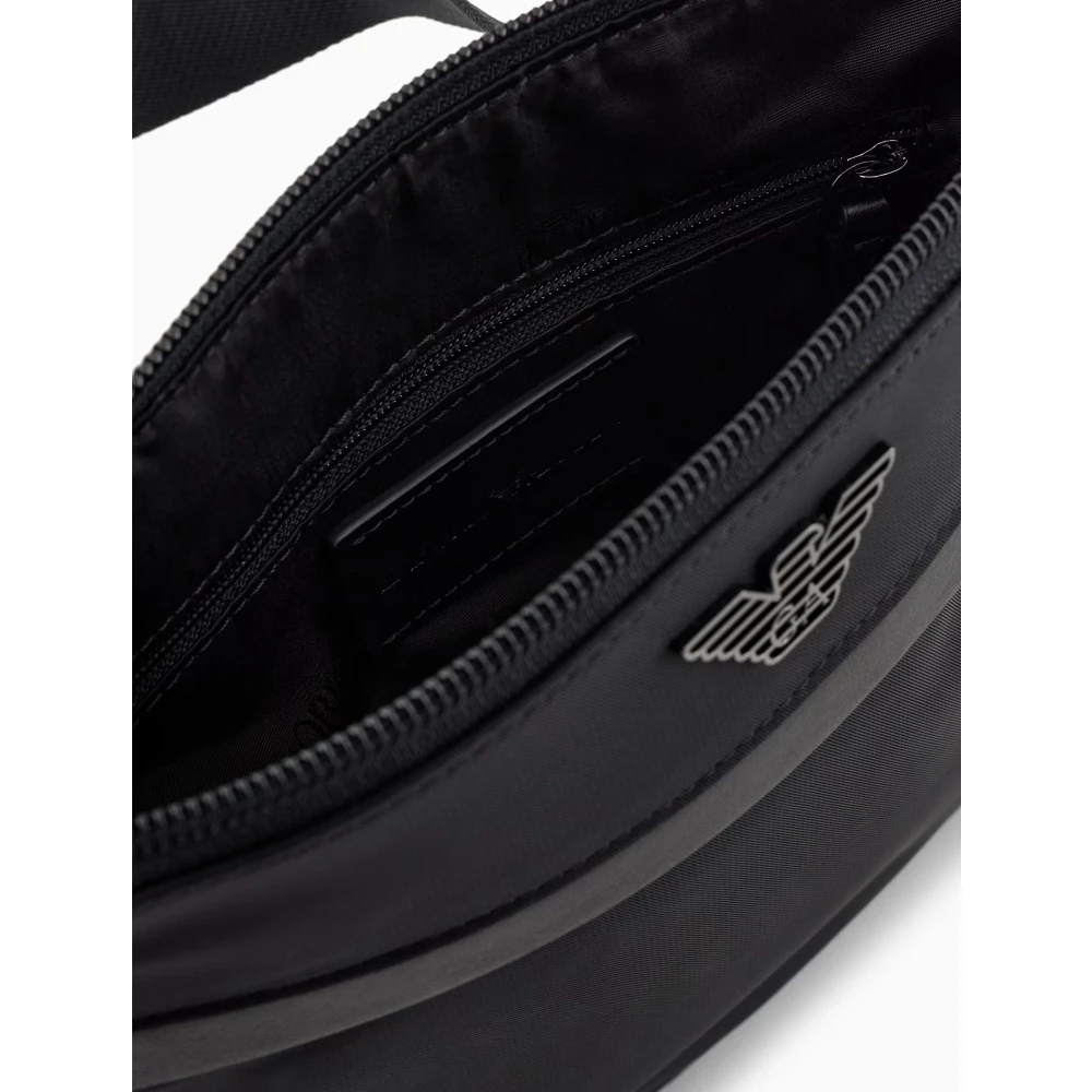 Emporio Armani Zwarte Nylon Schoudertas met Adelaar Black Heren