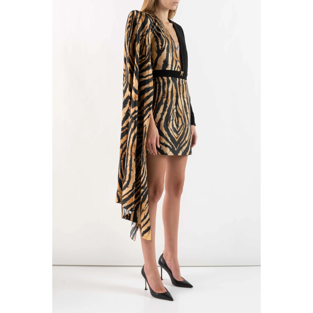 Roberto Cavalli Zijden Mini Jurk Beige Dames