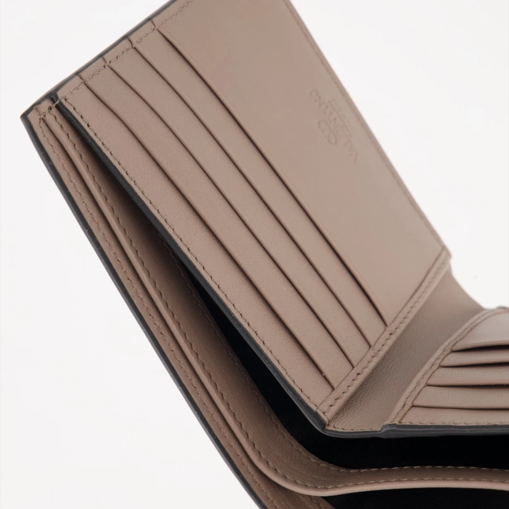 Valentino Garavani VLogo Leren Portemonnee Beige Heren
