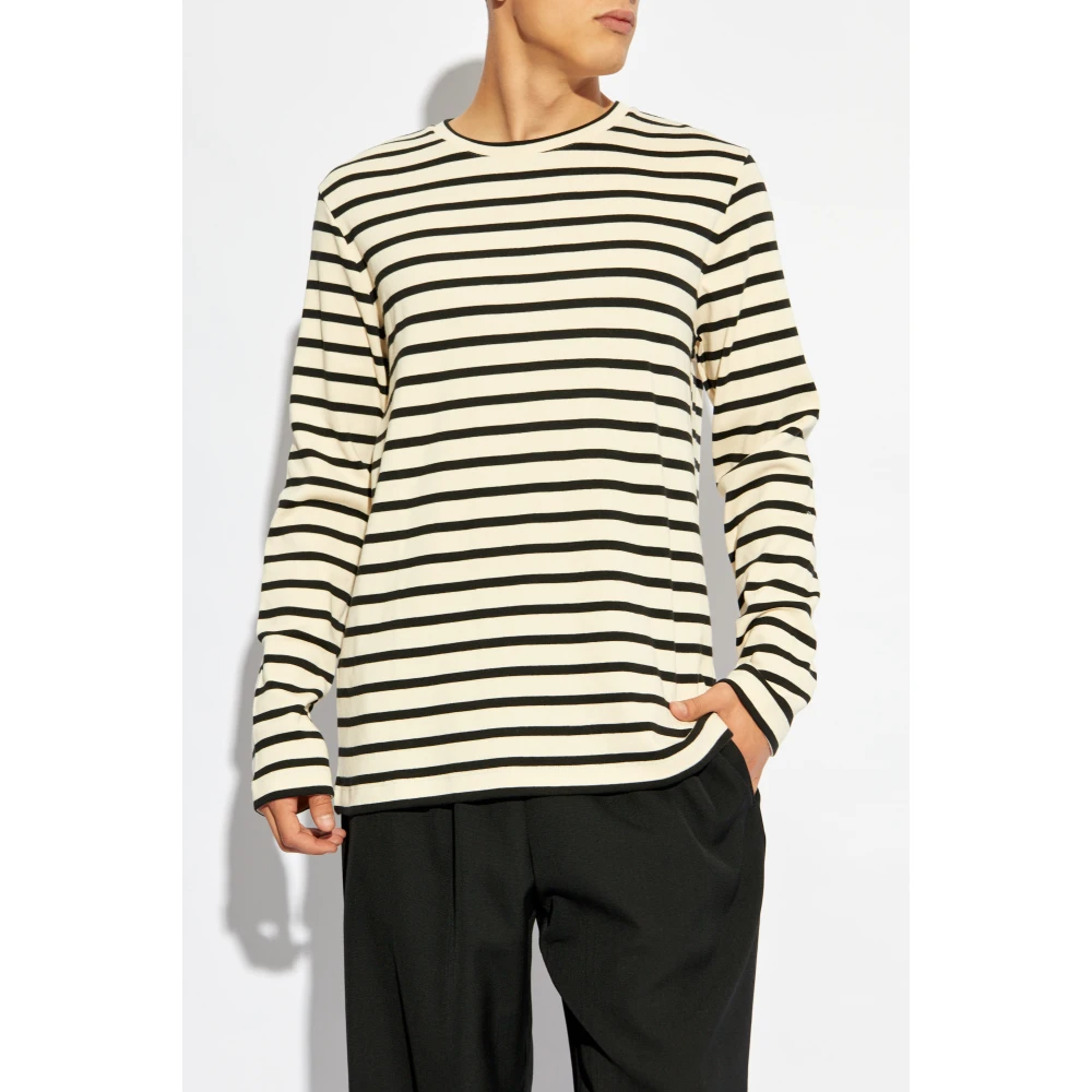 Jil Sander T-shirt met gestreept patroon Beige Heren