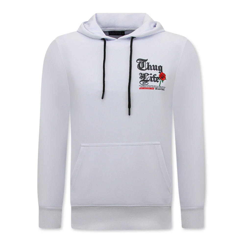 True Rise Tupac Hoodie för män - Thug Life White, Herr